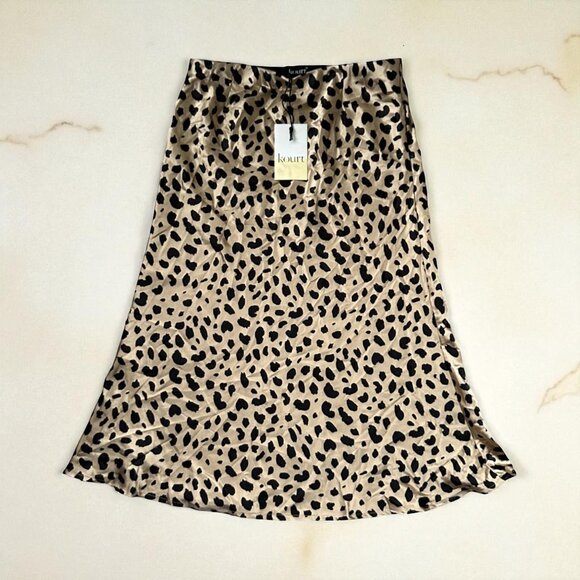 KOURT Animal Print MIDI Satin Skirt Sz M NEW New with tags - Picture 1 of 6